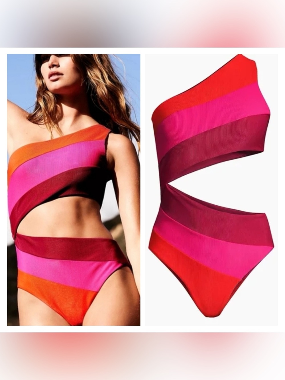 Beach Riot Joyce One Piece Swimsuit - Be Mine Colorblock SIZE:LARGE